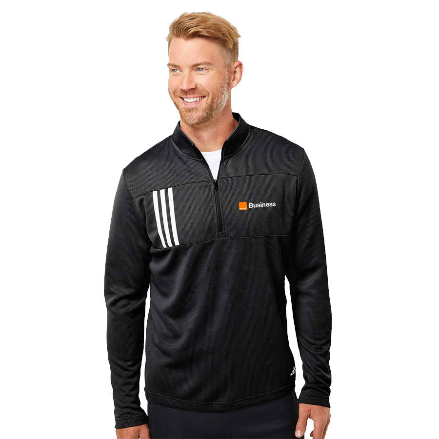 Orange Adidas 3-Stripes Double Knit Quarter-Zip Pullover