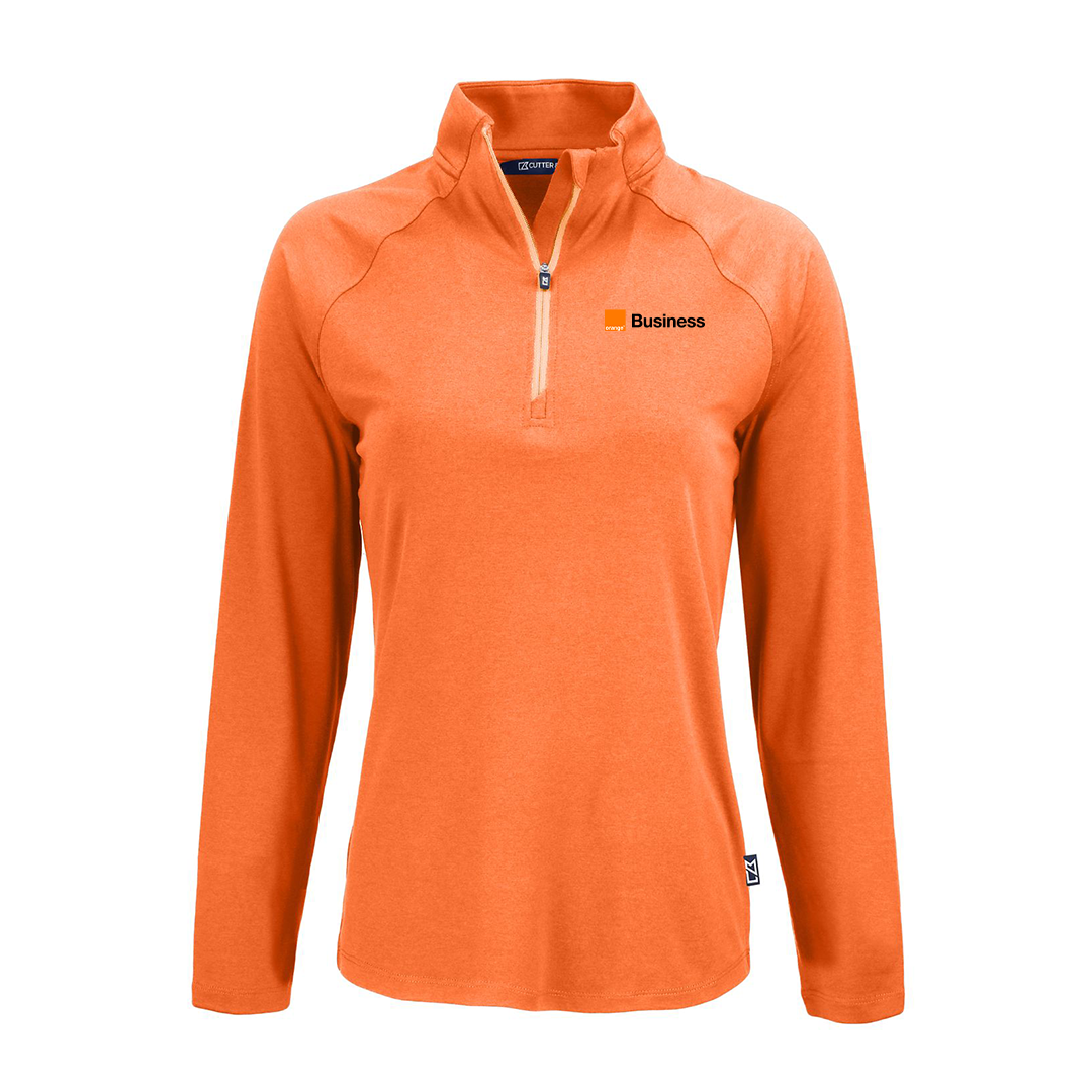 Orange Cutter & Buck Coastline Epic Comfort Recycled Women’s Quarter Zip