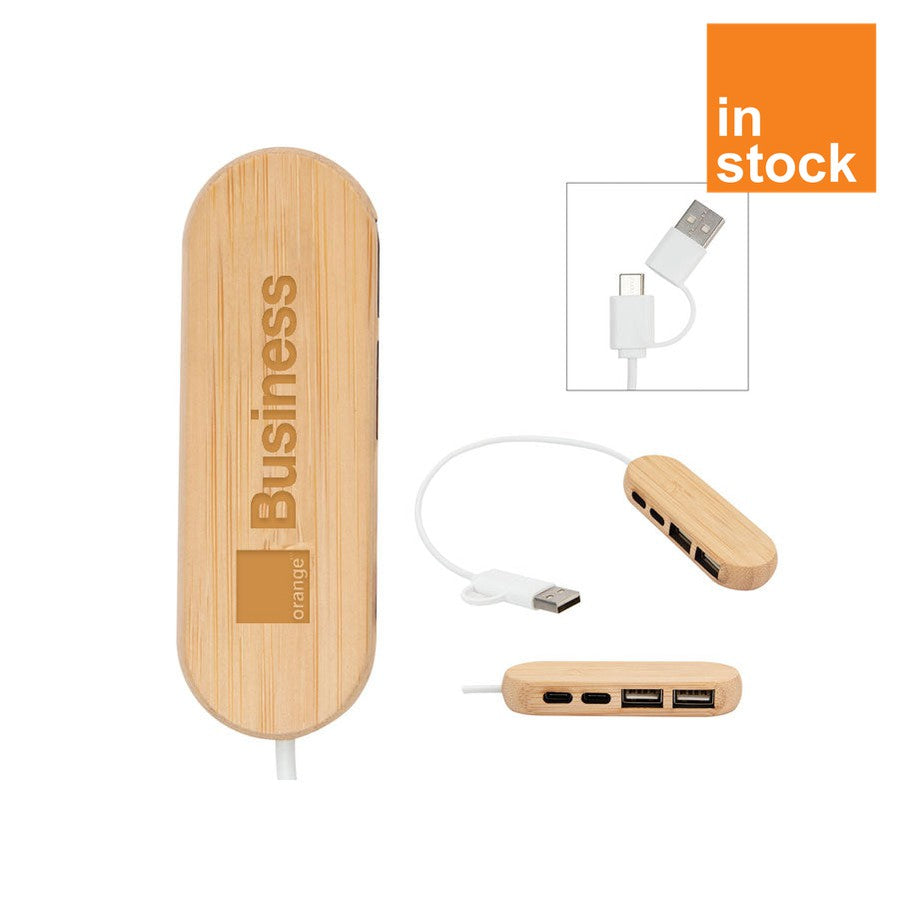 Orange Dual Input Bamboo Hub