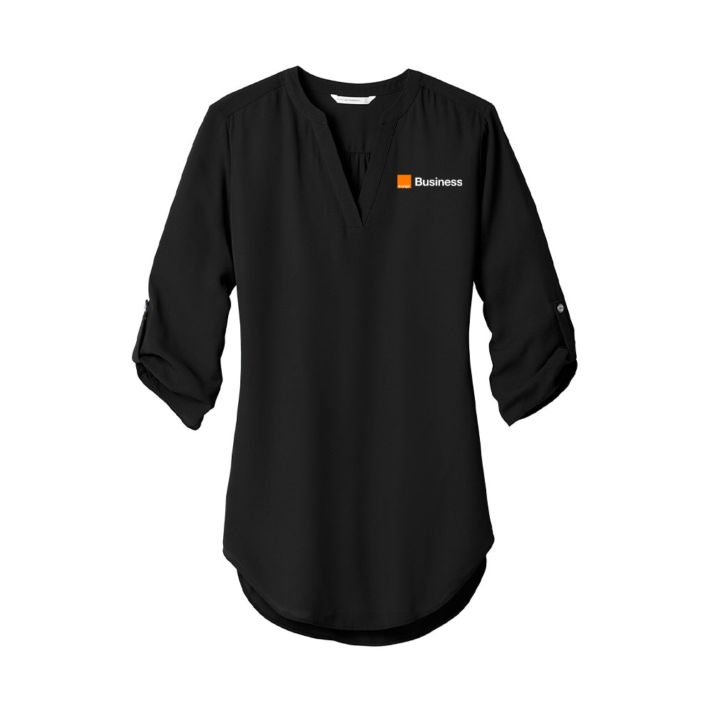 Orange Ladies 3/4-Sleeve Tunic Blouse