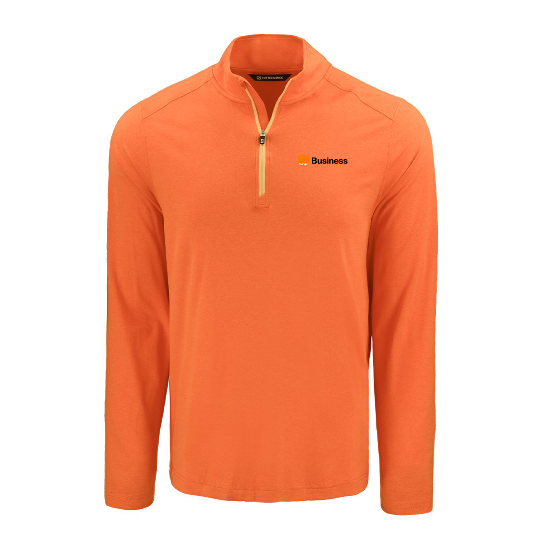 Orange Cutter & Buck Coastline Epic Comfort Recycled Mens Quarter Zip