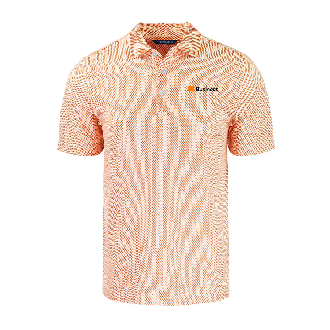 Orange Cutter & Buck Pike Eco Symmetry Print Stretch Recycled Mens Polo
