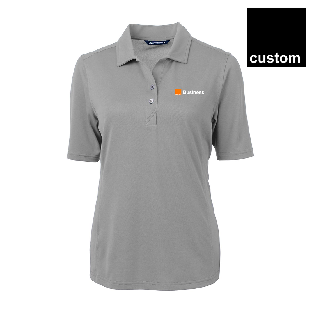 Orange Cutter & Buck Virtue Eco Pique Recycled Womens Polo