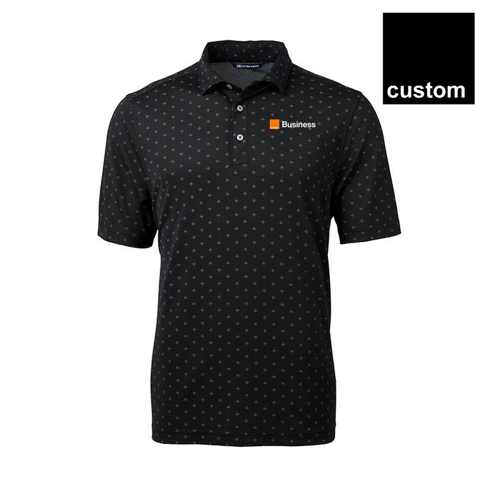 Orange Virtue Eco Pique Tile Print Recycled Mens Polo