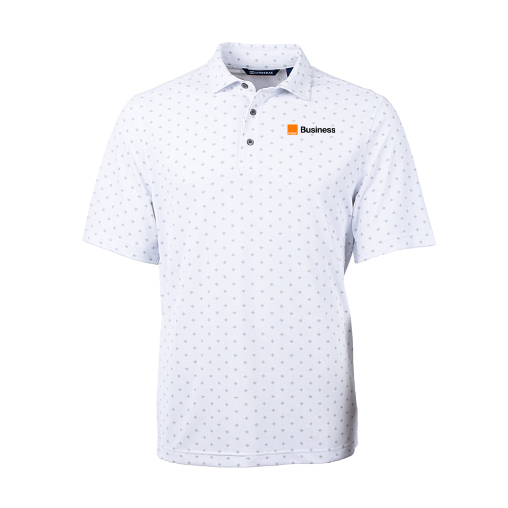 Orange Virtue Eco Pique Tile Print Recycled Mens Polo
